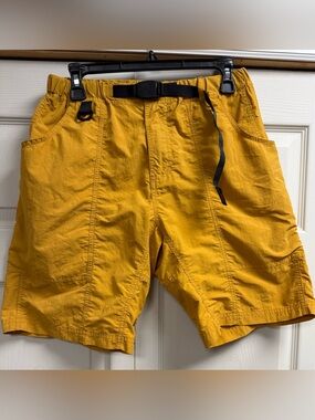 Men's Gramicci Mustard Yellow Shell Gear Shorts with Belt Medium